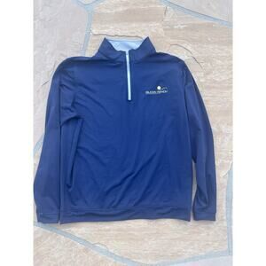 Peter Millar Jacket Mens Large Blue 1/4 Zip Silicon Ranch Logo EUC